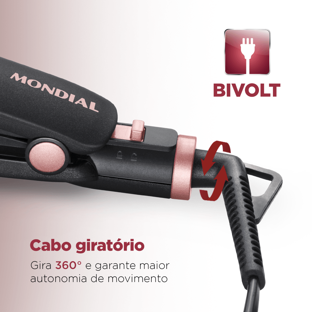 Prancha Alisadora Mondial Black Rose - Mondial