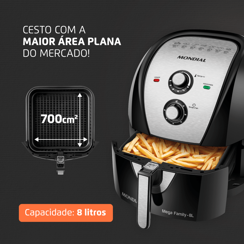 Fritadeira Sem Óleo Air Fryer 8 Litros AFN80BI Mondial