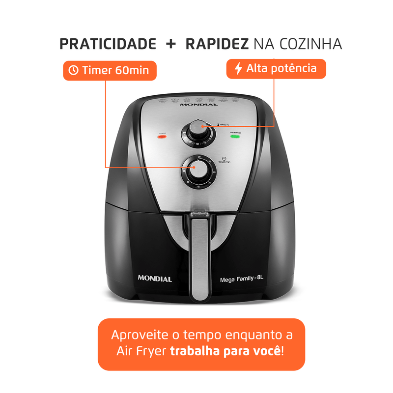 Fritadeira Sem Óleo Air Fryer 8 Litros AFN80BI Mondial