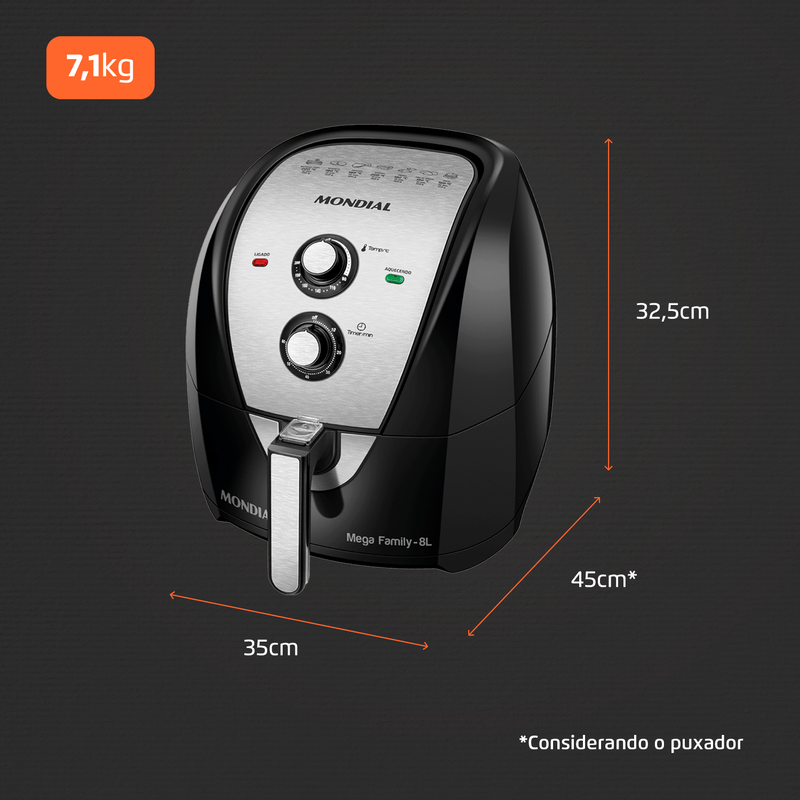 Fritadeira Sem Óleo Air Fryer 8 Litros AFN80BI Mondial