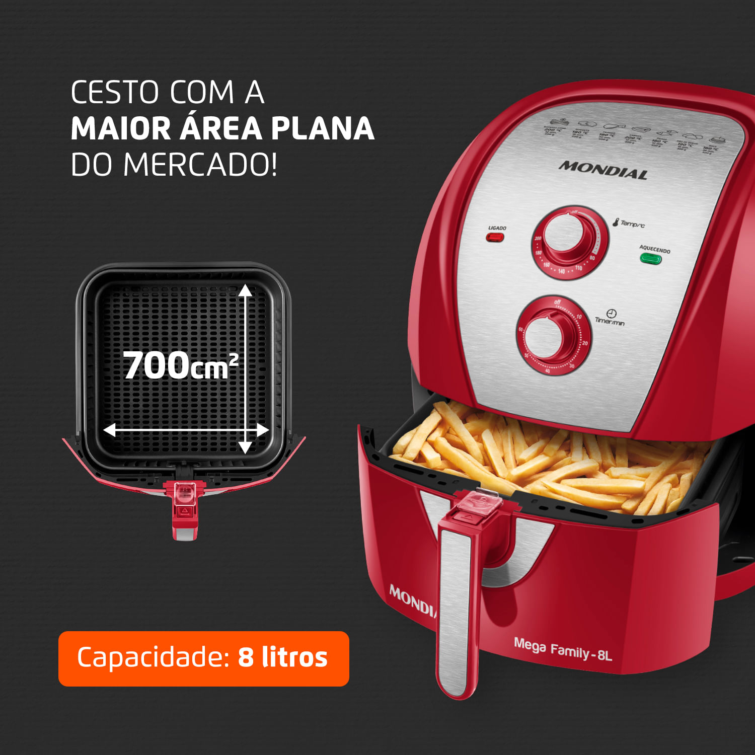 Fritadeira Sem Óleo Air Fryer 8 Litros AFN80RI Mondial Mondial
