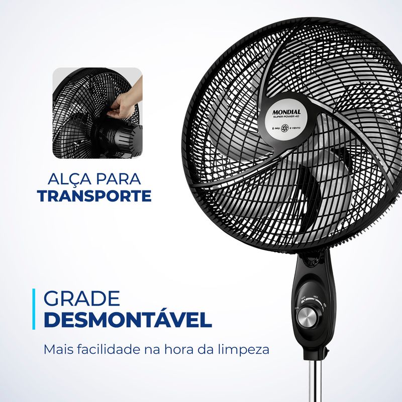 Ventilador De Coluna Mondial 6 Pás VSP-40C-B - Mondial