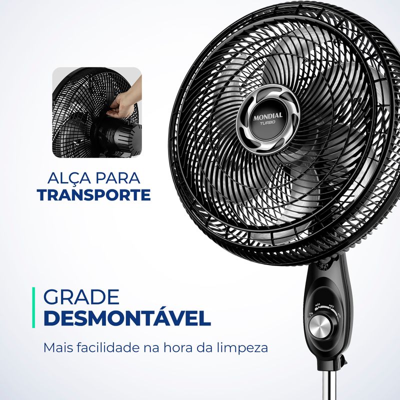 Ventilador De Coluna Mondial 6 Pás Turbo VT-40C NB - Mondial