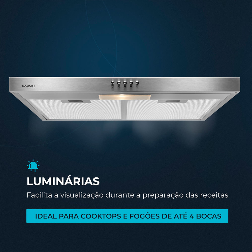 Depurador de ar em aço inox 90 cm 3 velocidades - DP90-01 110V - Mondial