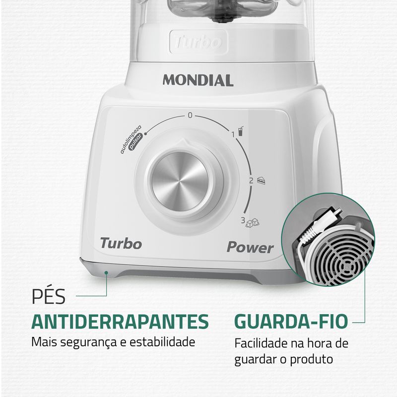 Liquidificador Mondial Turbo Power 2,2L L-99-WG Branco - 127V