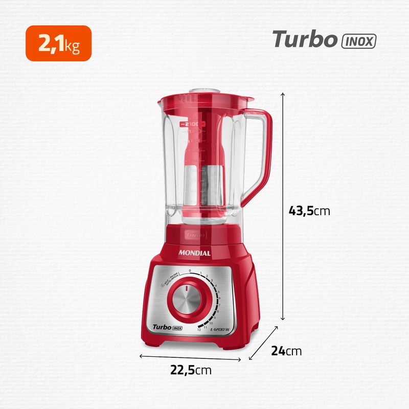 Liquidificador Turbo Inox Mondial L-1200ri 1200w 220v