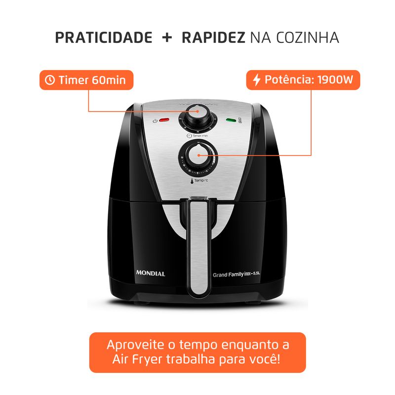 Fritadeira Sem Óleo Air Fryer 5,5L Mondial AF-55i