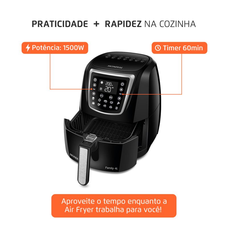 Fritadeira Sem Óleo Air Fryer 4 Litros - Mondial