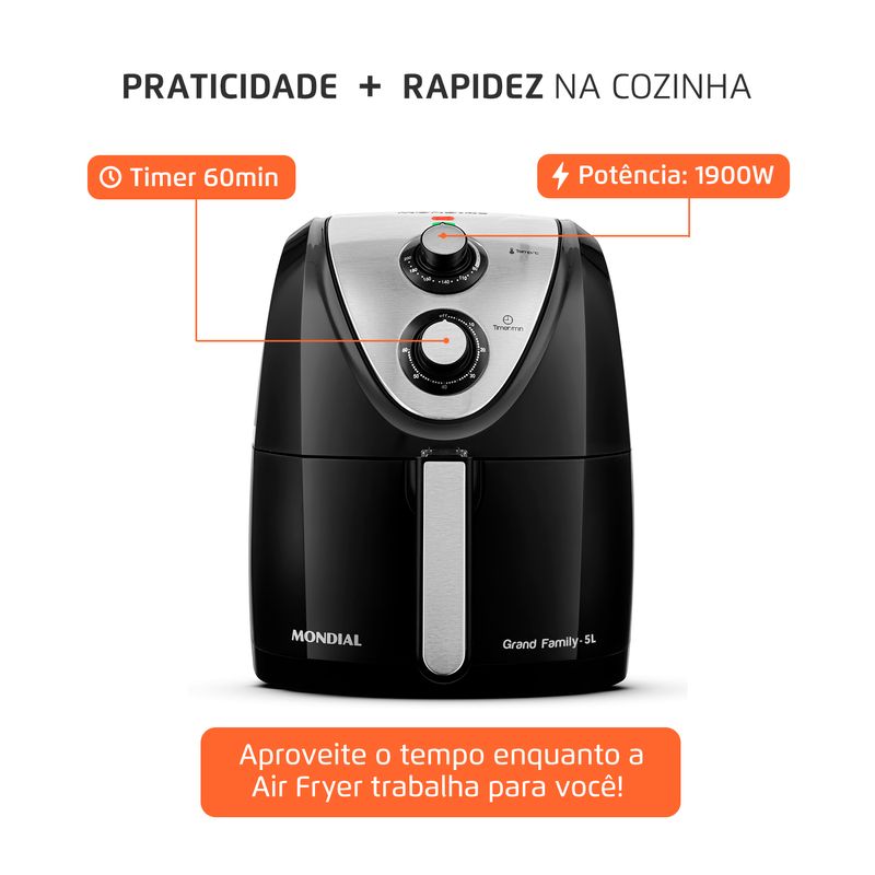 Fritadeira Sem Óleo Air Fryer 5L Mondial AFN50BI Mondial