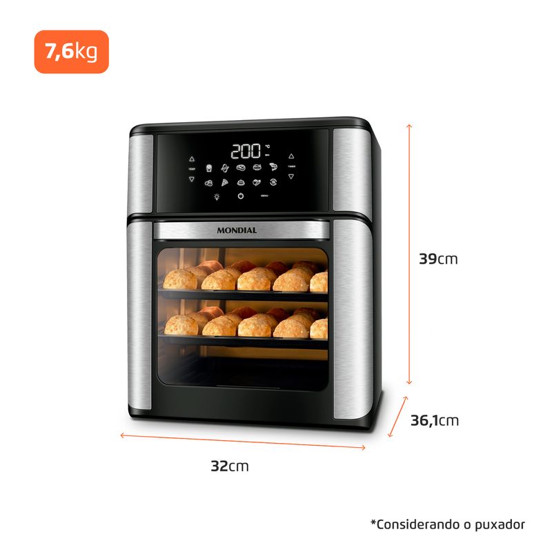 Air Fryer Fritadeira Elétrica Forno Oven 12L Mondial