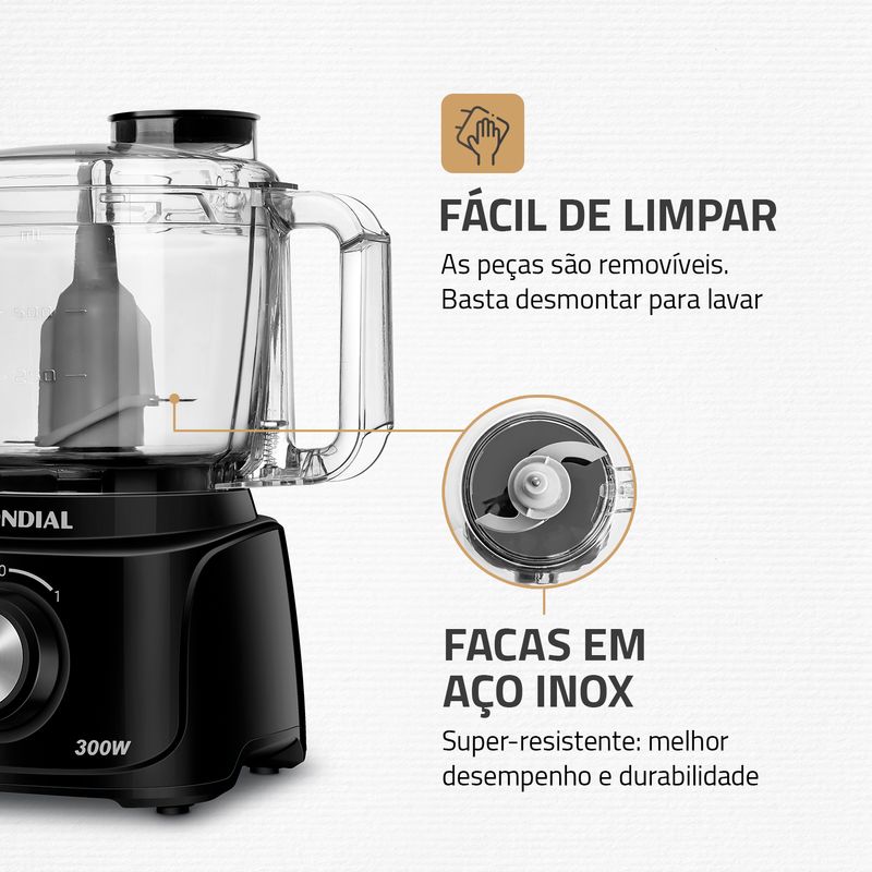 Procesador de alimentos Sem Marca Processador triturador alimento manual  grande 3 lâminas inox negra