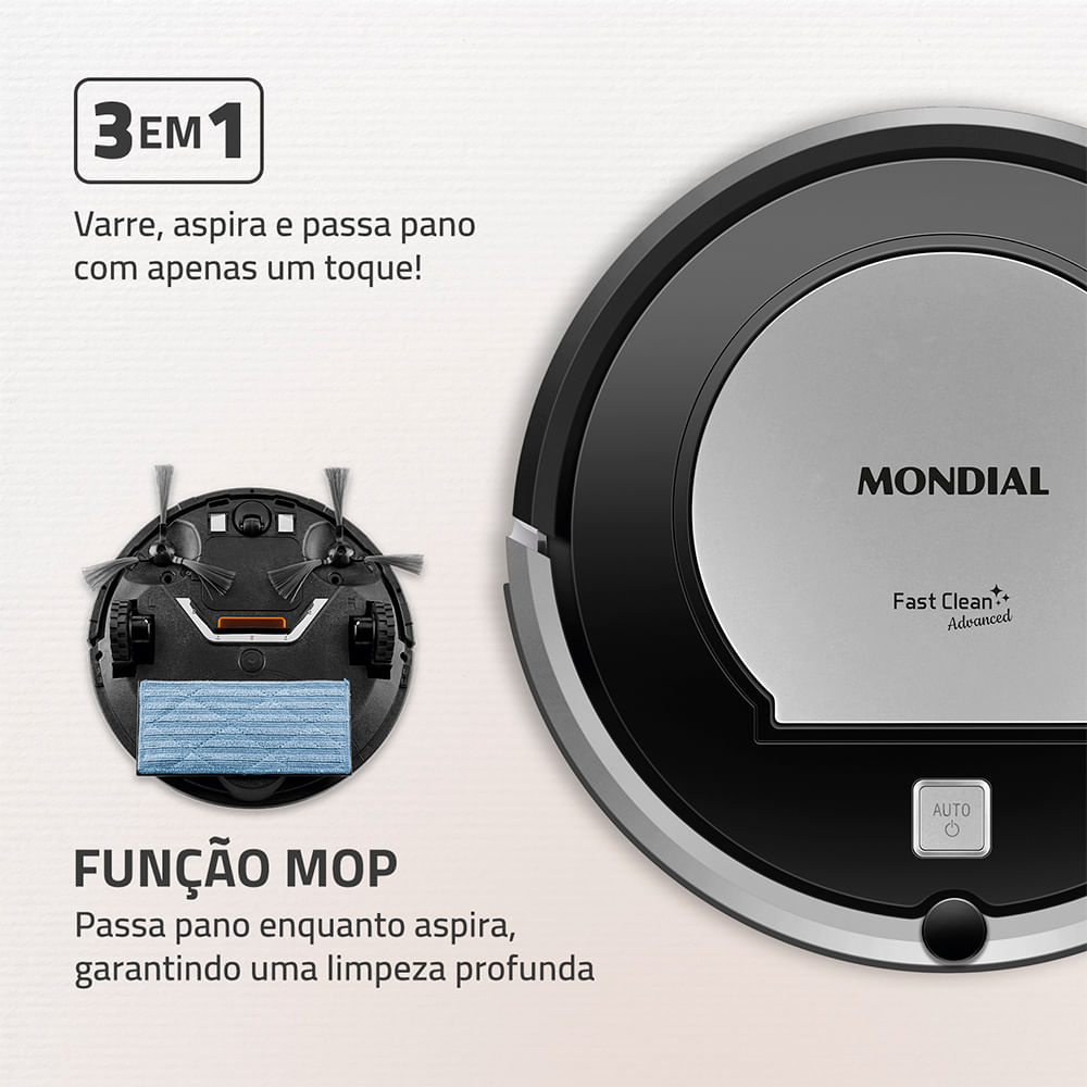 Robô Aspirador de Pó Mondial - Limpeza Eficiente - Mondial