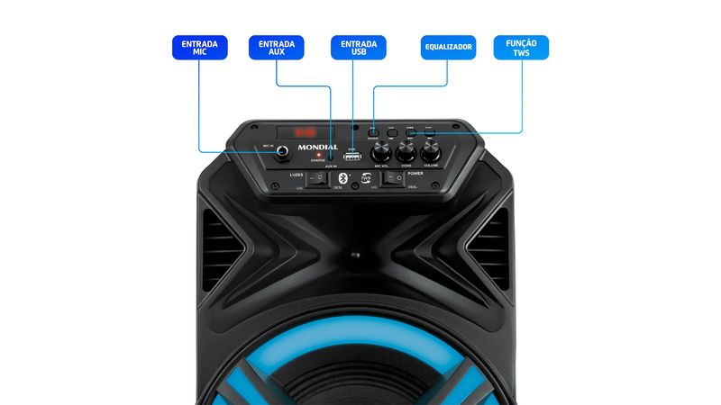 Caixa Amplificada Mondial Preto 400W RMS Bivolt - CM-400-L - Mondial
