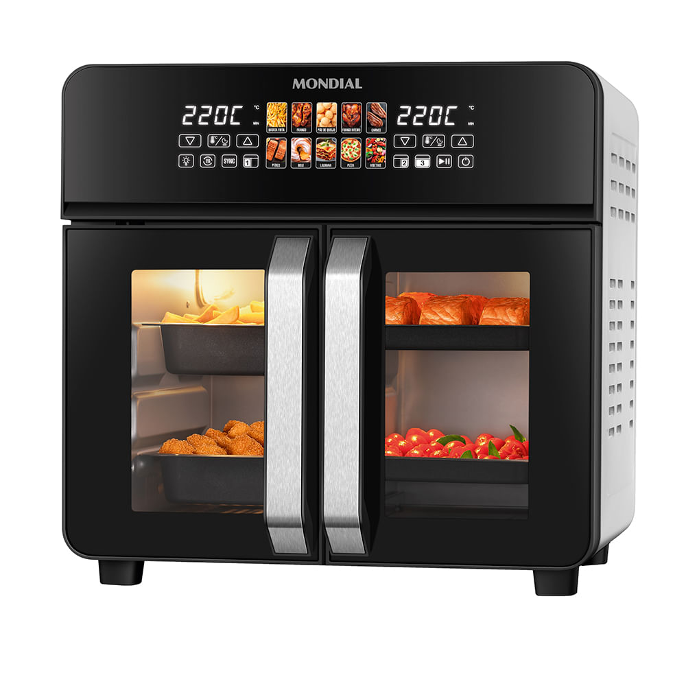 ドライフードエア DF25C-S1 Air Fryer Forno 25L Mondial French Door Preto Inox 2000W - Mondial