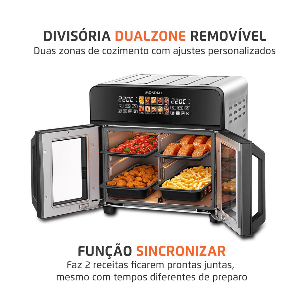 Air Fryer Forno 25L Mondial French Door Preto Inox 2000W - Mondial